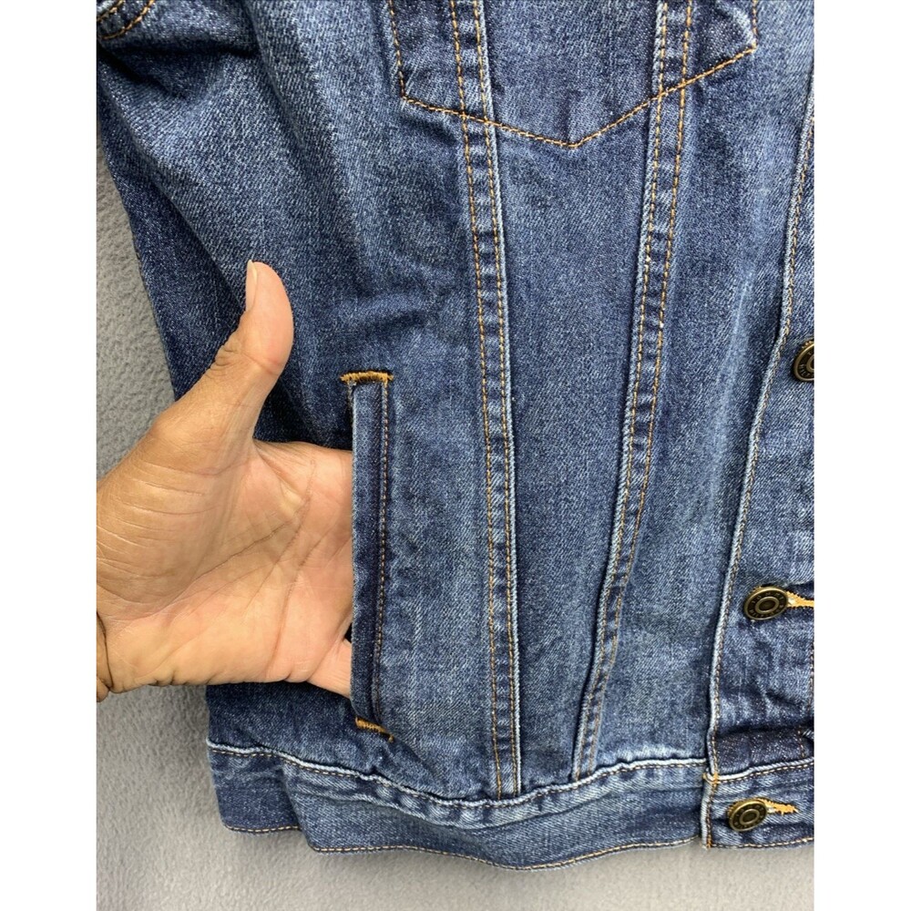 Tommy Hilfiger Denim Trucker Jacket Mens Distressed Blue Medium Wash Size Large - Picture 11 of 16